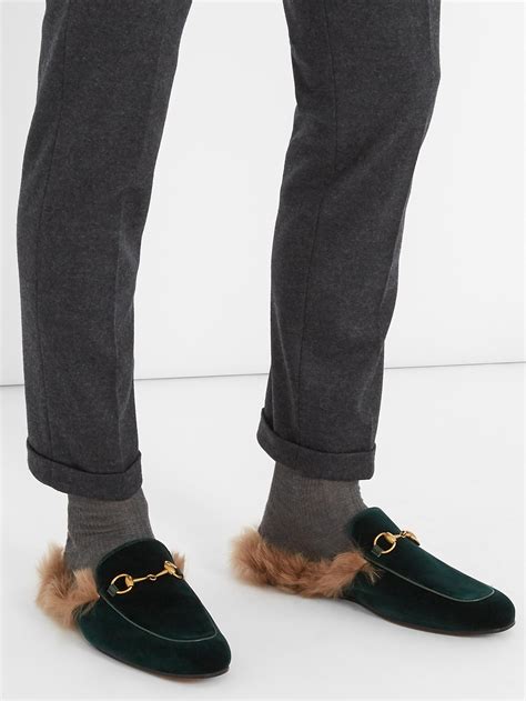 gucci fur princetown loafers